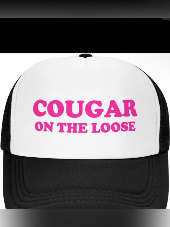 Accessories - White & Black Trucker Hat with Pink "Cougar on the Loose" Text